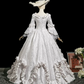 Ornate Square Neck Ball Gown White Bows Quinceanera Dresses Ruffles Beaded Sweet 16 Dresses D0794