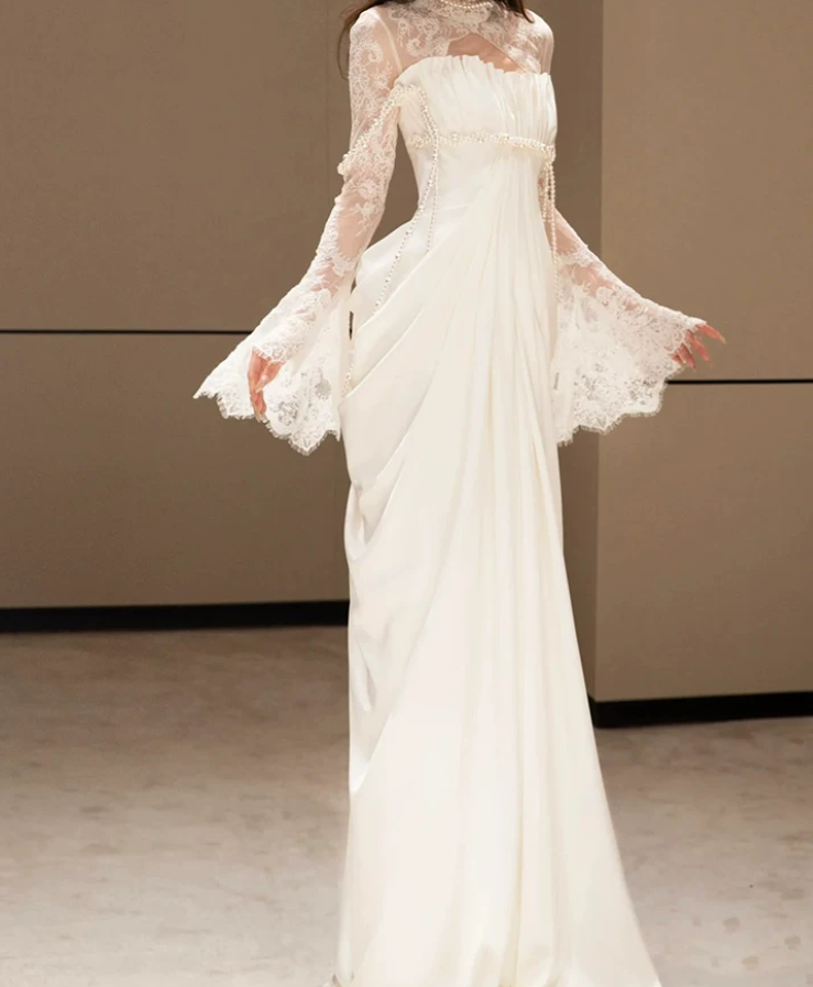 Robe de bal de princesse bustier à volants en satin long, robe de soirée C8117