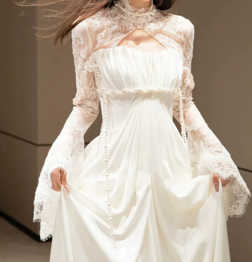 Robe de bal de princesse bustier à volants en satin long, robe de soirée C8117