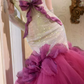 Robe de bal de princesse bustier à volants en satin long, robe de soirée C8117