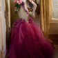 Robe de bal de princesse bustier à volants en satin long, robe de soirée C8117