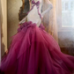 Robe de bal de princesse bustier à volants en satin long, robe de soirée C8117