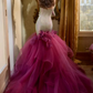 Robe de bal de princesse bustier à volants en satin long, robe de soirée C8117