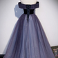 Sparkling Off The Shoulder Prom Dress Purple Sequins Tulle A-Line Evening Dress D0809