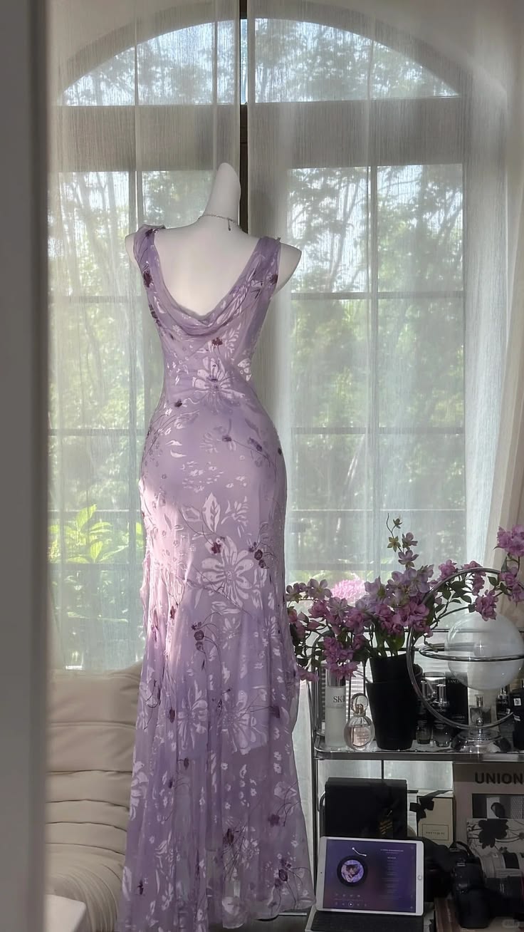 Playful Draped Collar Prom Dress Floral Mermaid Evening Dress D0818
