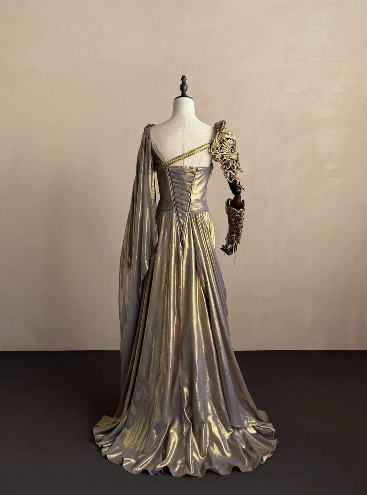 Ornate One Shoulder Prom Dress Beading Slit A-Line Evening Dress D0822