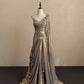 Ornate One Shoulder Prom Dress Beading Slit A-Line Evening Dress D0822