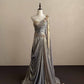 Ornate One Shoulder Prom Dress Beading Slit A-Line Evening Dress D0822