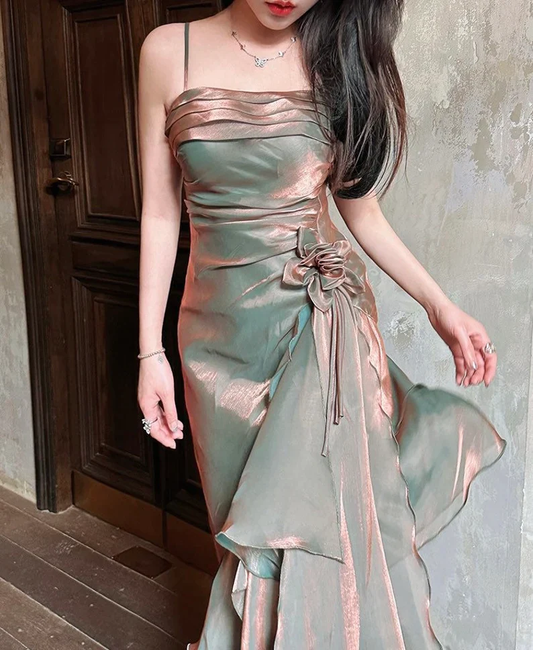 Sexy High Low Olive Green Prom Dress Evening Dress D092