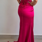 Robe de soirée élégante en satin rose à paillettes et décolleté en cœur, robe de bal fendue, C1929