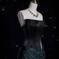 Elegant Mermaid Strapless Sequin Green Long Prom Dresses Evening Dress C3166