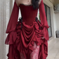 Elegant High Low Strapless Burgundy Satin Prom Dress Birthday Outfits With Sleeves C3533