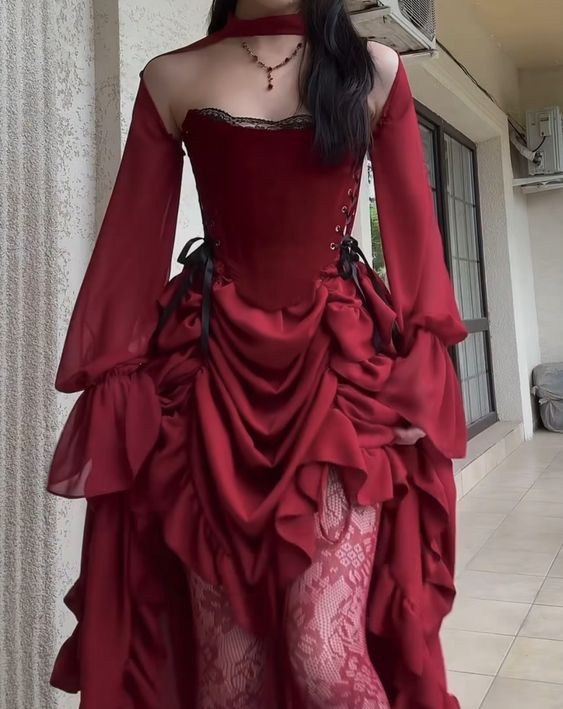 Elegant High Low Strapless Burgundy Satin Prom Dress Birthday Outfits With Sleeves C3533