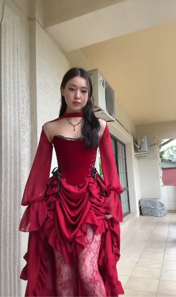 Elegant High Low Strapless Burgundy Satin Prom Dress Birthday Outfits With Sleeves C3533