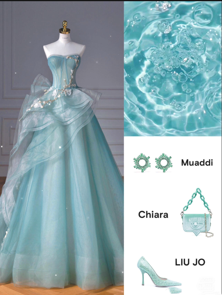 Pretty Ball Gown Sweetheart Tulle Green Long Evening Dress Prom Dresses With Ruffles C3454