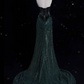 Elegant Mermaid Strapless Sequin Green Long Prom Dresses Evening Dress C3166