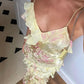 Elegant Sheath Spaghetti Straps Yellow Lace Long Prom Dresses Evening Gowns C3025