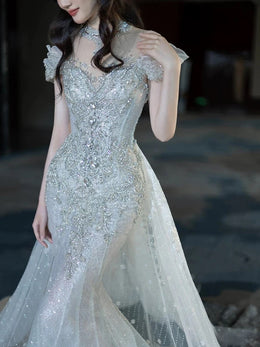 Elegant Mermaid Strapless Long Sequin Prom Dress B431