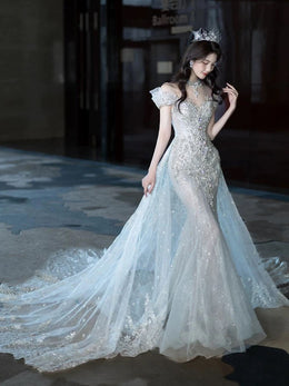 Elegant Mermaid Strapless Neck Sleeveless Zipper Up Floor-Length Prom Dress