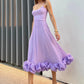 Robe de soirée vintage en satin lilas à bretelles spaghetti et volants, robe de bal BD2492