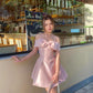 Simple A line Spaghetti Straps Pink Birthday Dress Satin Homecoming Dresses C488