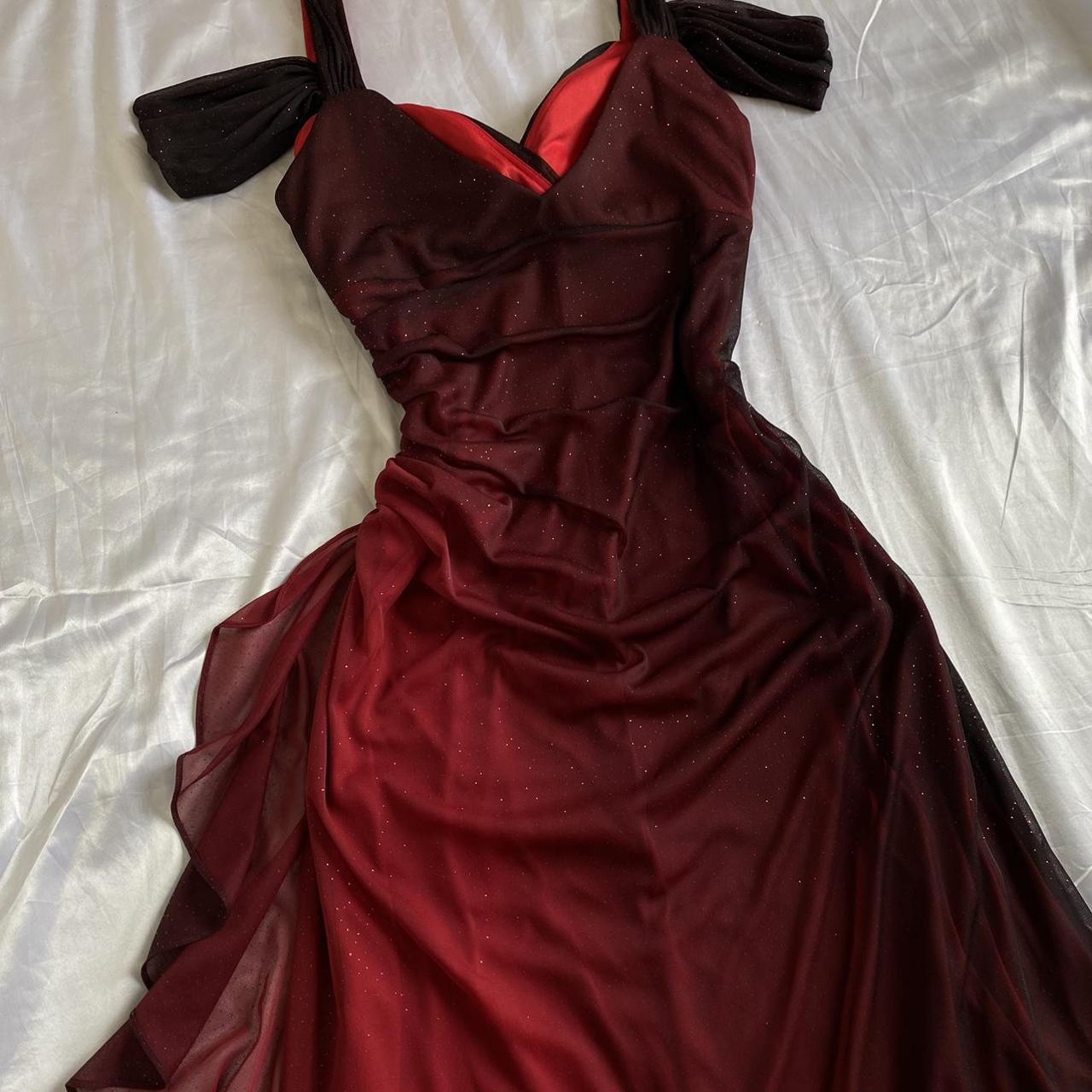 Sexy A Line Burgundy Chiffon Long Prom Dress B361