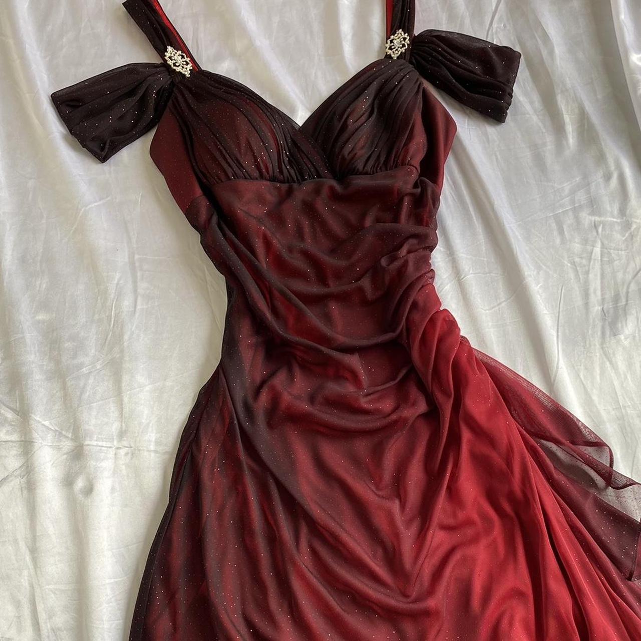 Sexy A Line Burgundy Chiffon Long Prom Dress B361