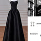 Elegant Black A-Line Satin Long Prom Dress Long Prom Dress B531