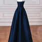 Elegant Black A-Line Satin Long Prom Dress Long Prom Dress B531