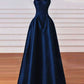 Elegant Black A-Line Satin Long Prom Dress Long Prom Dress B531