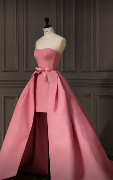 Vintage A Line Straps Floral Chiffon Slit Evening Dress Prom Dresses Birthday Outfits BD2496 main image 1