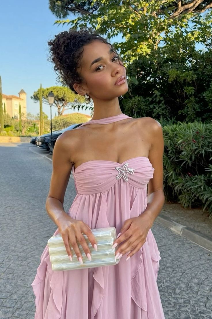 Vintage A line Sweetheart Chiffon Pink Evening Dress Prom Dresses Long Birthday Outfits BD2500