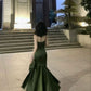 Sexy Mermaid Straps Green Party Dresses Satin Prom Dresses B531