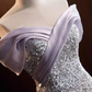 Sirène scintillante sur l'épaule paillettes lilas longues robes de bal B037