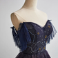 Robe de bal longue en tulle violet ciel étoilé foncé, robe de soirée violette BD19