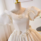 Vintage Ball Gown White Satin Long Wedding Dresses B130