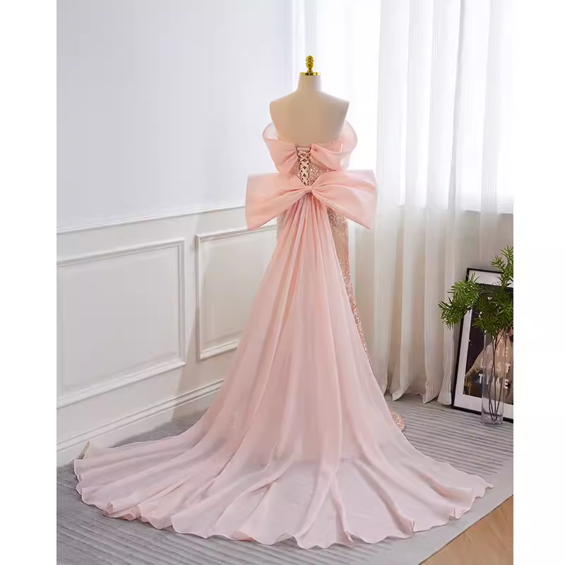 Sparkly Mermaid Pink Sequin Long Prom Dress B132 – BlingDress