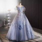 Robe de bal vintage sans bretelles en tulle bleu doux 16 robes B136