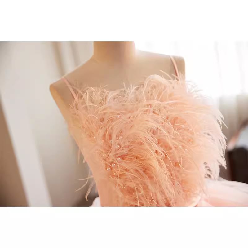 Vintage robe de bal bretelles Tulle rose doux 16 robes B137