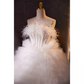 Robe de bal vintage sans bretelles en tulle blanc à volants Sweet 16 robes B138