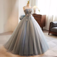 Vintage Ball Gown Strapless Tulle Gray Sweet 16 Dresses B141