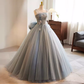 Robe de bal vintage sans bretelles en tulle gris Sweet 16 robes B141