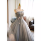 Robe de bal vintage sans bretelles en tulle gris Sweet 16 robes B141