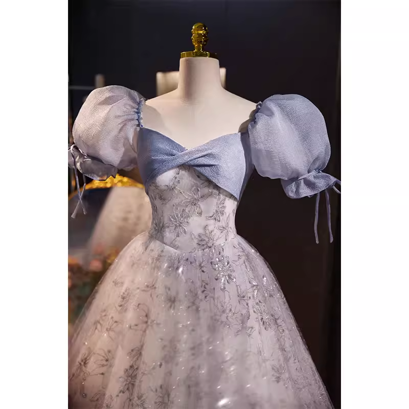 Robe de bal vintage à paillettes bleu bonbon 16 robes B146