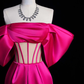 Simple Off Shoulder Mermaid Rose Red Long Prom Dress B153
