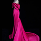 Simple Off Shoulder Mermaid Rose Red Long Prom Dress B153