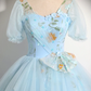 Robe de bal vintage en dentelle bleue longue robe douce 16 B154