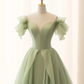 A-Line Sage Green Tulle Long Prom Dress B158