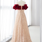 Champagne A-Line velvet Long Red Sequin Prom Dress B160