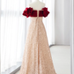 Robe de bal longue en velours rouge à paillettes Champagne A-Line B160